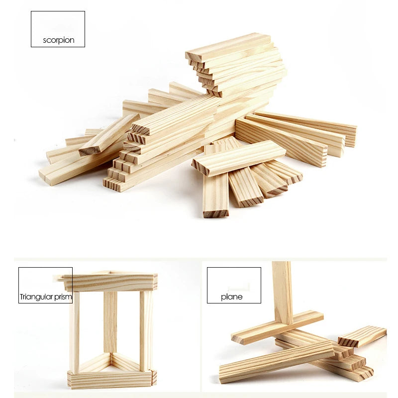 100Pcs Montessori Baby Toys Children Wooden Puzzles Kids Building Blocks Learning Educational Preschool Training Gifts