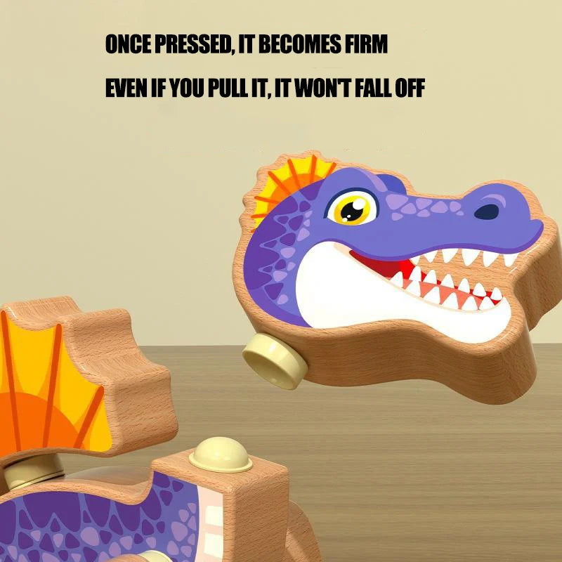 Children's Handmade Wooden Jurassic Dinosaur 3D Three-Dimensional Assembly Building Block Model Hand Eye Coordination Puzzle Toy
